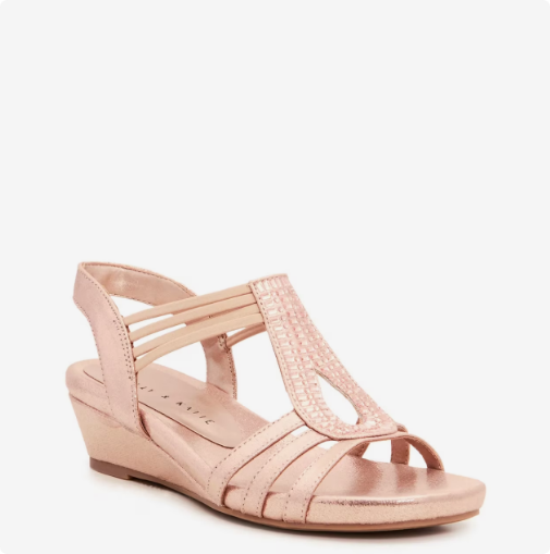 Women's Kelly & Katie Valka Wedge Wide Width Sandal - Dusty Rose