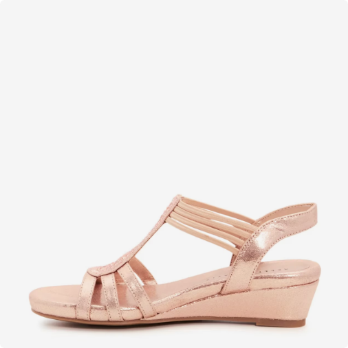 Women's Kelly & Katie Valka Wedge Wide Width Sandal - Dusty Rose