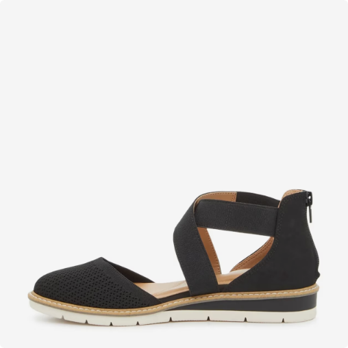 Women's Kelly & Katie Women's Laurna Closed Toe Wedge Sandal - Black Wide