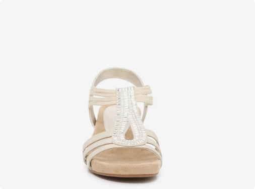 Women's Kelly & Katie Valka Wedge Wide Width Sandal - Champagne Wide