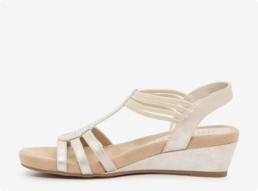 Women's Kelly & Katie Valka Wedge Wide Width Sandal - Champagne Wide