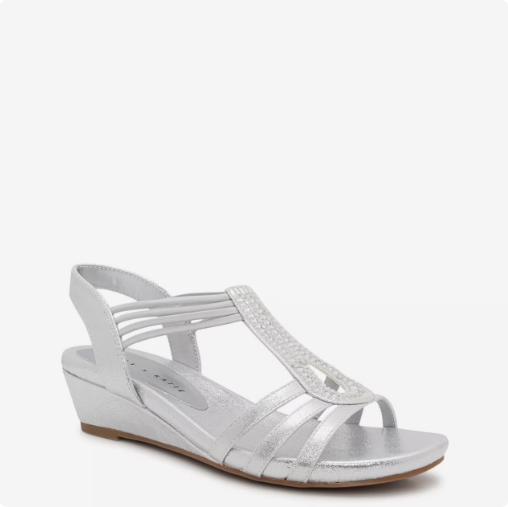Women's Kelly & Katie Valka Wedge Wide Width Sandal - Silver