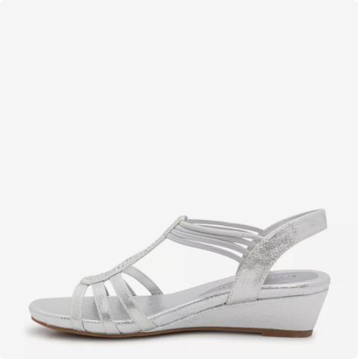 Women's Kelly & Katie Valka Wedge Wide Width Sandal - Silver