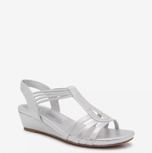 Women's Kelly & Katie Valka Wedge Evening Sandal - Silver