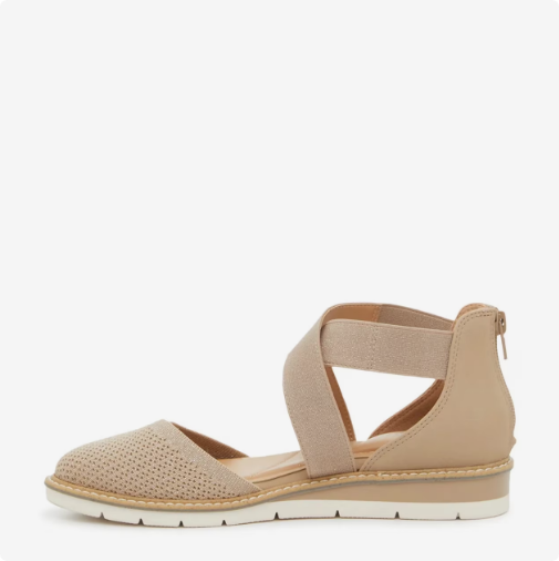 Women's Kelly & Katie Women's Laurna Closed Toe Wedge Sandal - Champagne