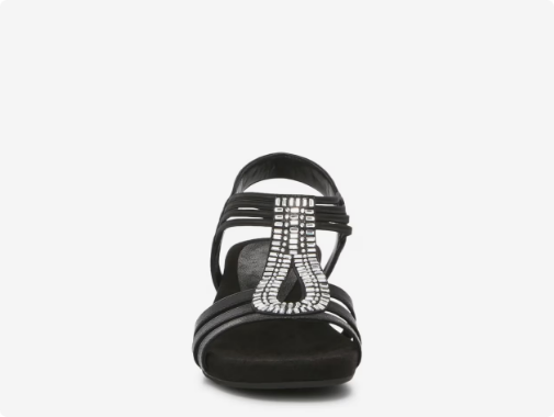 Women's Kelly & Katie Valka Wedge Wide Width Sandal - Black Wide