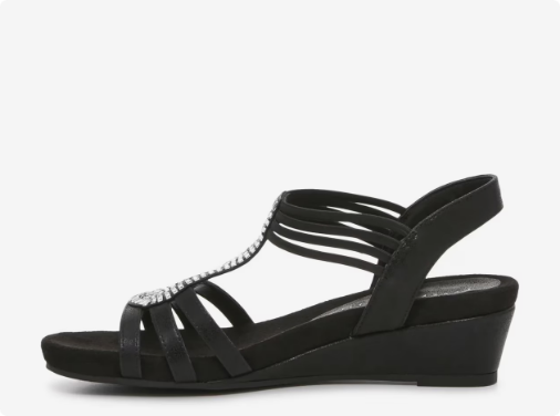 Women's Kelly & Katie Valka Wedge Wide Width Sandal - Black Wide