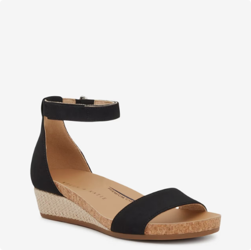 Women's Kelly & Katie Neriah Wedge Sandal - Black Nubuck