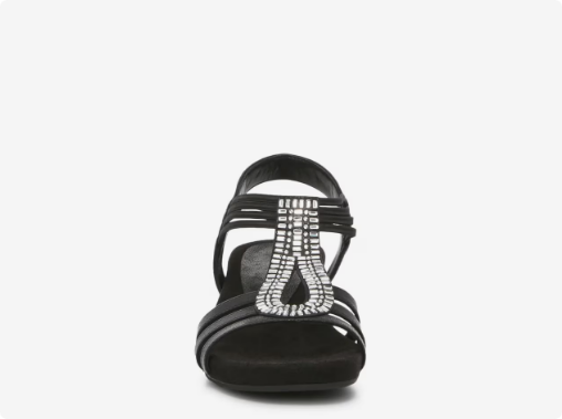 Women's Kelly & Katie Valka Wedge Evening Sandal - Black Wide