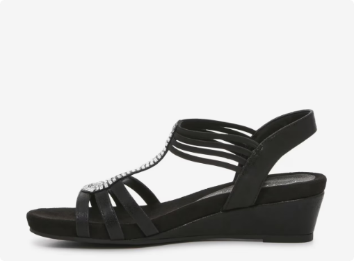 Women's Kelly & Katie Valka Wedge Evening Sandal - Black Wide
