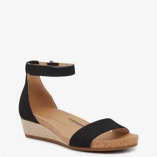 Women's Kelly & Katie Neriah Wedge Sandal - Black Nubuck Wide